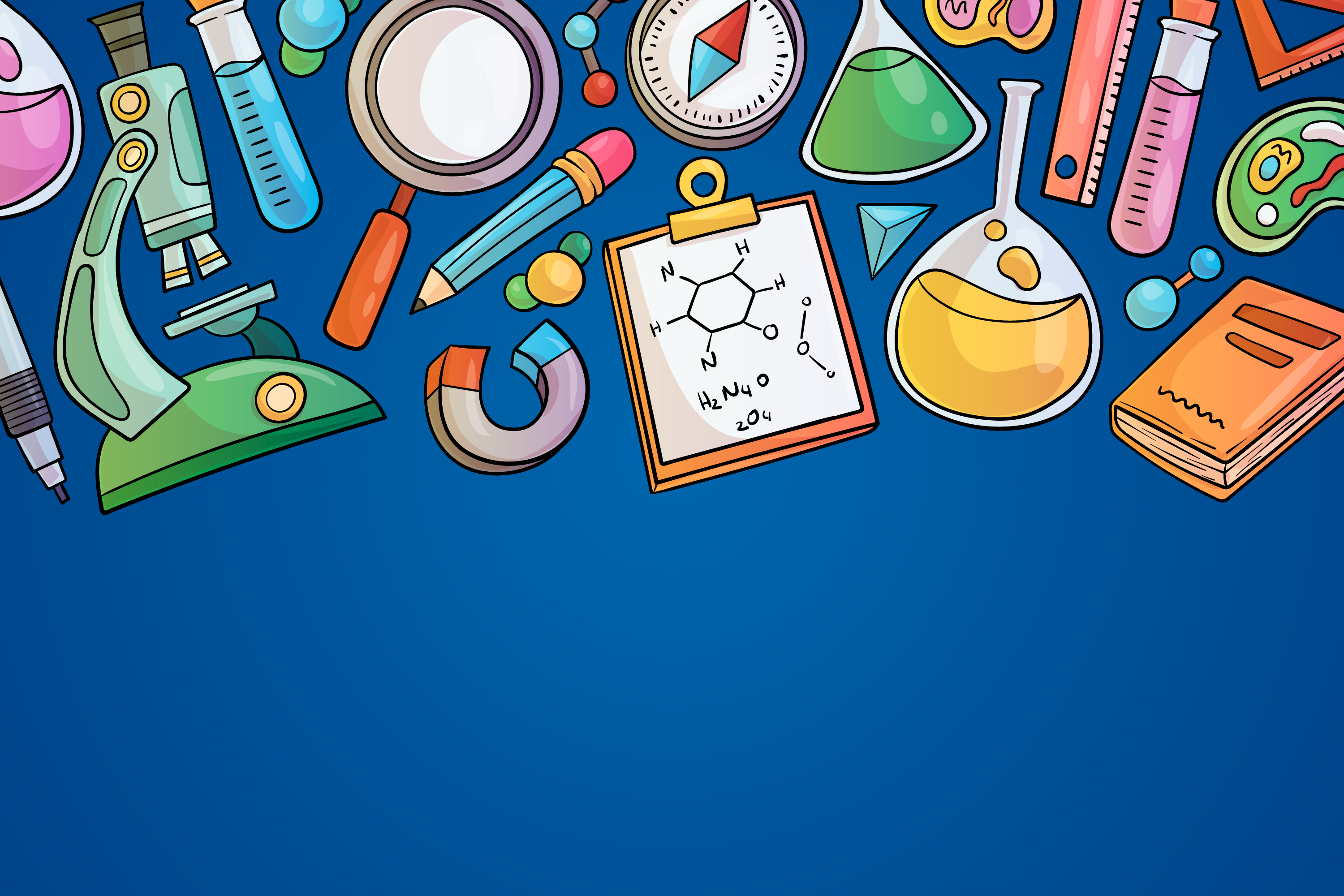 Background of science instruments and objects used at the laboratory